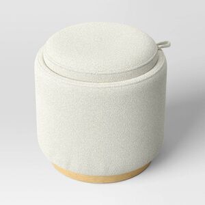 Room Essentials - Round Upholstered Storage Ottoman Cream Boucle - R Cream